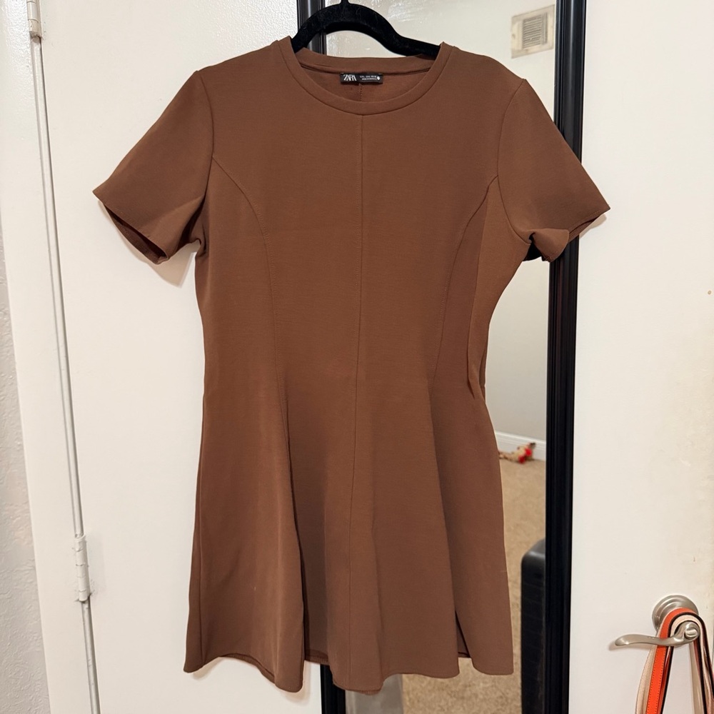 Zara Brown Fit & Flare Dress